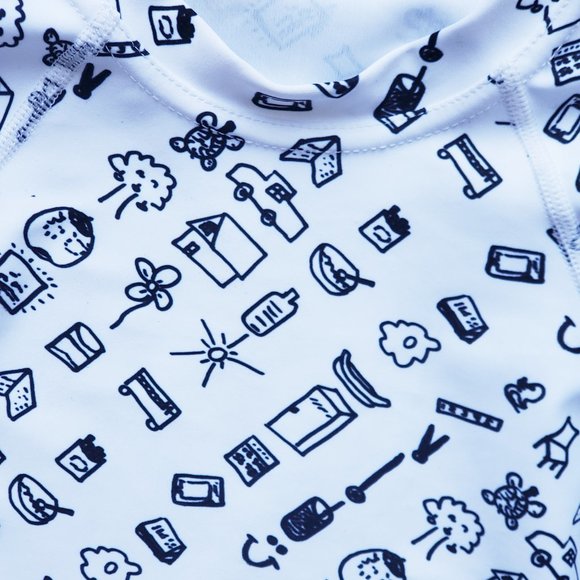 Doodles Kids Long Sleeve Rash Guard Shirt - Picture 8 of 10